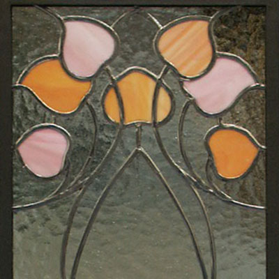 DECORATIVE STAINED GLASS IN THE ART NOUVEAU STYLE, DIMENSIONS 35x105 cm, 2009