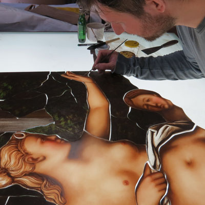 FIGURAL STAINED GLASS IN THE BAROQUE STYLE - APPLICATION OF THE GLASS PAINTING, KARLOVY VARY 2016